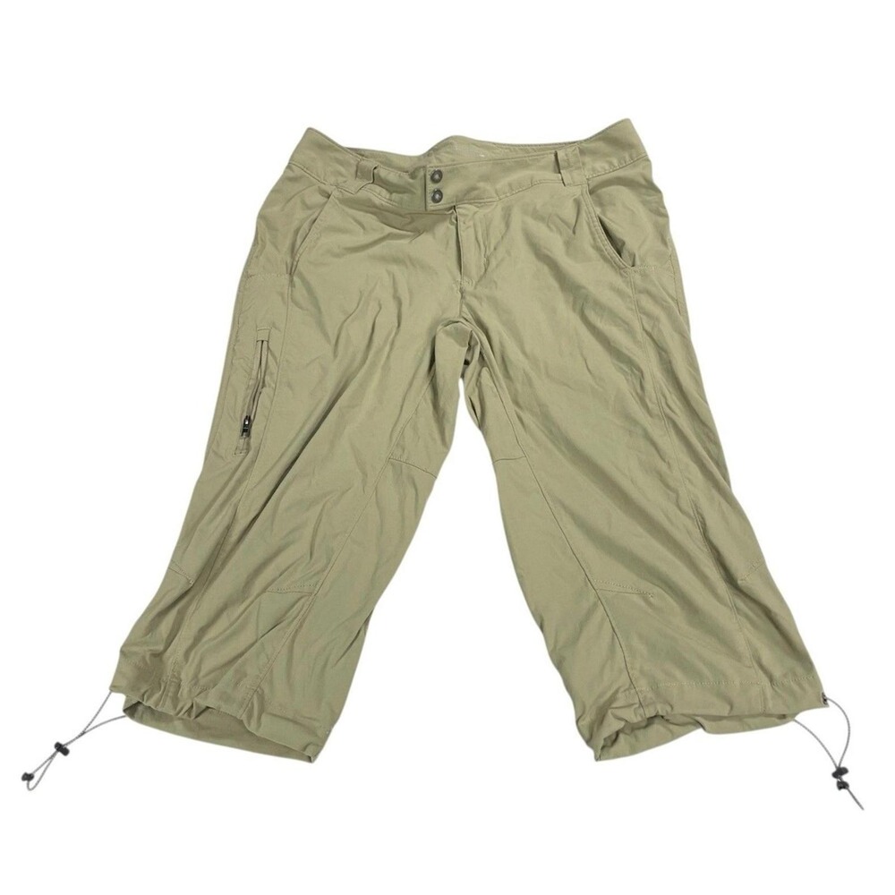 Women's tan nylon quick-dry Columbia Omni-Shade Capris 14 EUC‎ low waist